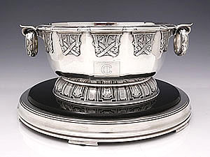 Rare 1940 English silver art deco centerpiece and plateau by Harold Stabler for Goldsmiths and Silversmiths